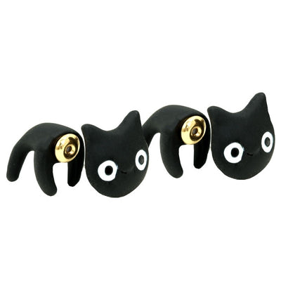 Aretes de Gato Estéreo Negro Divertido y Cómico
