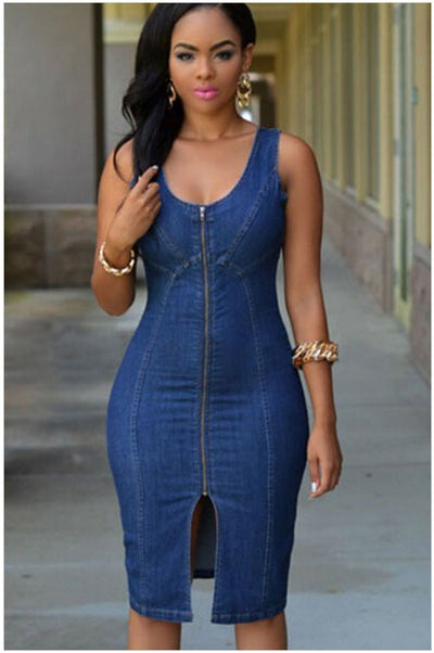 Vestido Denim con Cierre Divisible para Mujer - Image 10