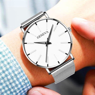 Reloj de Negocios Acero Inoxidable Malla Metálica Cuarzo