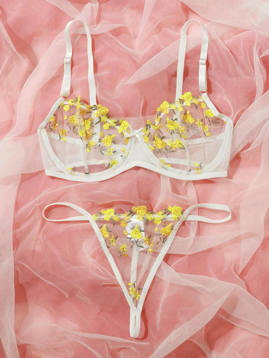 Conjunto de Lencería Erótica con Bordado Floral - Image 9
