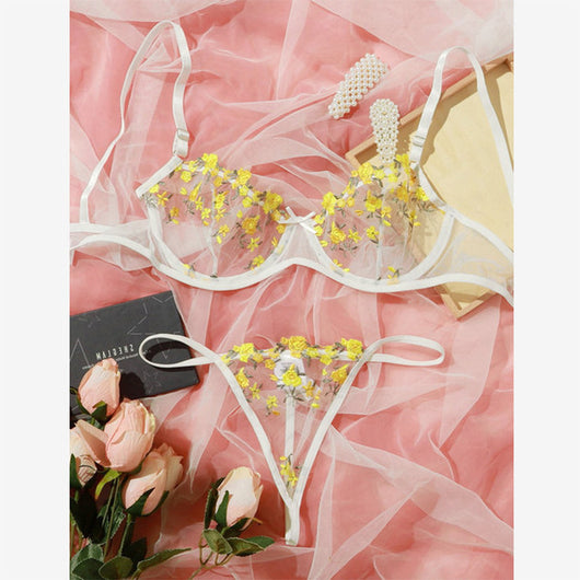 Conjunto de Lencería Erótica con Bordado Floral - Image 2