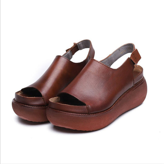 Sandalias Plataforma Shark Verano Mujer Cuero Piel de Pez Suela Gruesa - Image 7