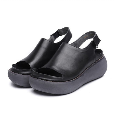 Sandalias Plataforma Shark Verano Mujer Cuero Piel de Pez Suela Gruesa - Image 8