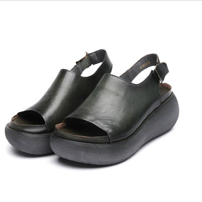 Sandalias Plataforma Shark Verano Mujer Cuero Piel de Pez Suela Gruesa - Image 5