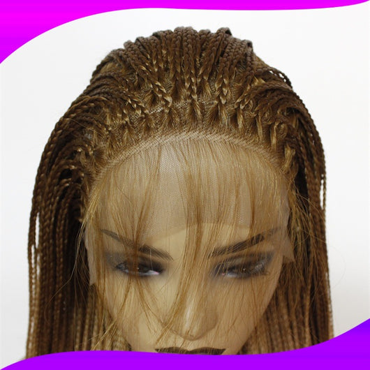 Peluca Frontal de Encaje Cabello Liso Largo Tejido a Mano Fibra Sintética Resistente al Calor - Image 11