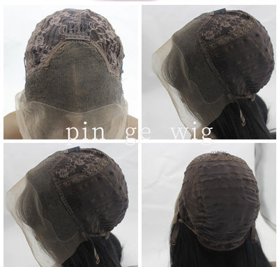 Peluca Frontal de Encaje Cabello Liso Largo Tejido a Mano Fibra Sintética Resistente al Calor - Image 2