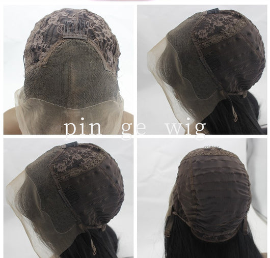 Peluca Frontal de Encaje Cabello Liso Largo Tejido a Mano Fibra Sintética Resistente al Calor - Image 2