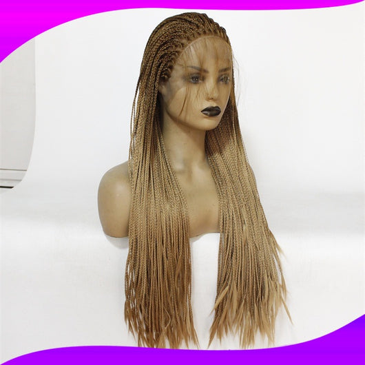 Peluca Frontal de Encaje Cabello Liso Largo Tejido a Mano Fibra Sintética Resistente al Calor - Image 4