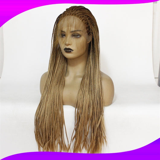 Peluca Frontal de Encaje Cabello Liso Largo Tejido a Mano Fibra Sintética Resistente al Calor