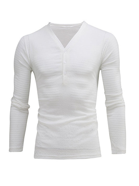 Polera Casual V-neck Transpirable de Manga Larga