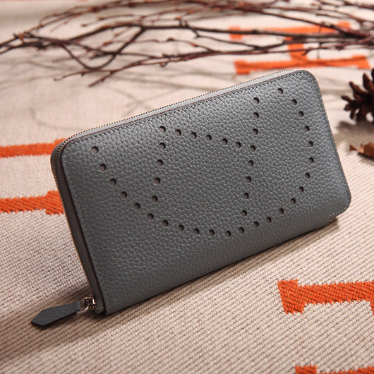 Cartera Clutch de Cuero Genuino con Patrón Lychee - Image 8