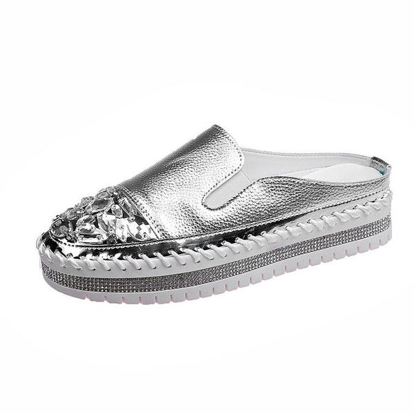 Zapatos Blancos sin Tacón Cómodos - Estilo Coreano Slip-On