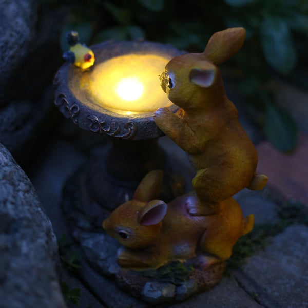 Adorno Solar Conejo para Balcón y Jardín - Luz LED Decorativa