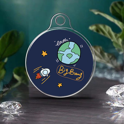Two round space-themed stickers, one with an astronaut on the moon and another with Earth and a rocket. - Image 19