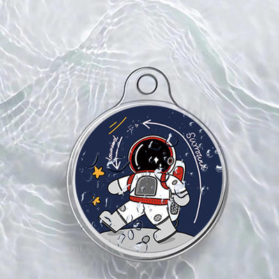 Two round space-themed stickers, one with an astronaut on the moon and another with Earth and a rocket. - Image 4