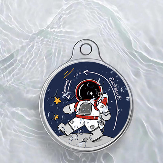 Two round space-themed stickers, one with an astronaut on the moon and another with Earth and a rocket. - Image 4