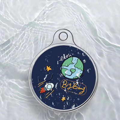 Two round space-themed stickers, one with an astronaut on the moon and another with Earth and a rocket. - Image 6