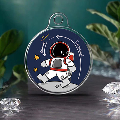 Two round space-themed stickers, one with an astronaut on the moon and another with Earth and a rocket. - Image 5