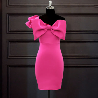 Vestido Asimétrico de Cintura Alta con Volante en un Hombro - Image 5