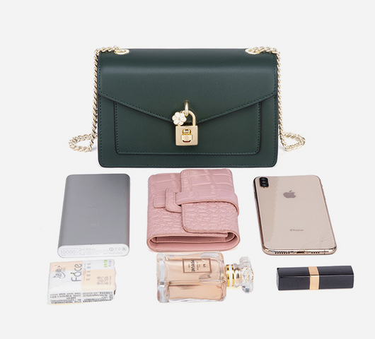 Bolso Bandolera de Piel Genuina con Cadena para Mujer - Image 8