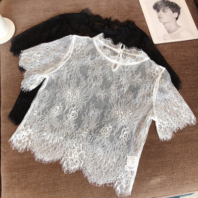 Blusa de Encaje Eyelash Sexy para Verano - Image 9