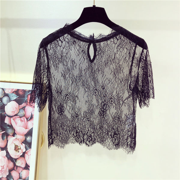 Blusa de Encaje Eyelash Sexy para Verano