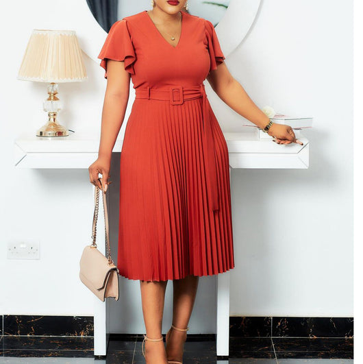 Vestido Elegante Talla Grande con Mangas Volantes y Pliegues - Diseño Africano Moderno - Image 9