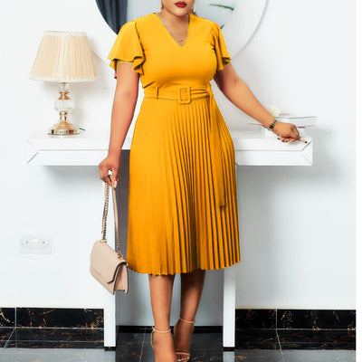 Vestido Elegante Talla Grande con Mangas Volantes y Pliegues - Diseño Africano Moderno - Image 2