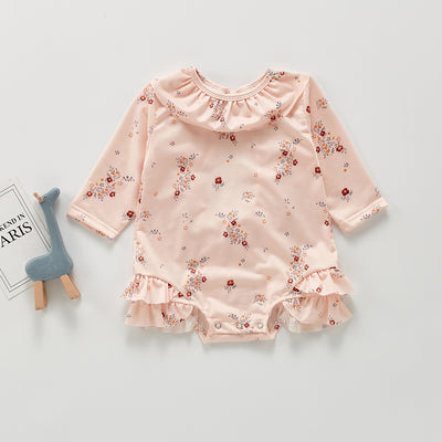 Traje de Baño Enterizo con Volantes, Mangas Largas y Abertura Frontal Floral - Image 7