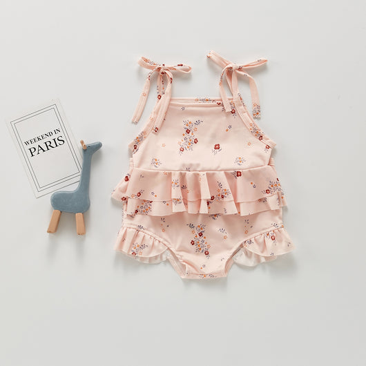 Traje de Baño Enterizo con Volantes, Mangas Largas y Abertura Frontal Floral - Image 11