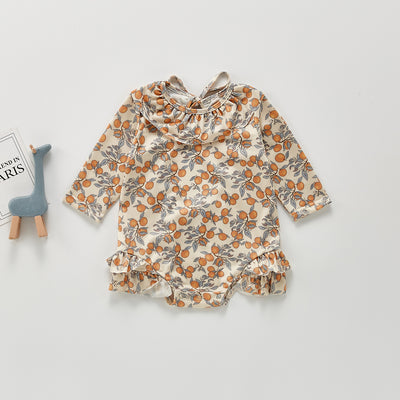 Traje de Baño Enterizo con Volantes, Mangas Largas y Abertura Frontal Floral - Image 8