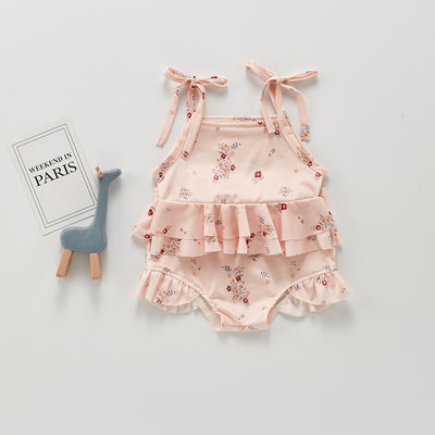 Traje de Baño Enterizo con Volantes, Mangas Largas y Abertura Frontal Floral - Image 2