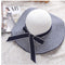 Sombrero Hepburn de Ala Ancha con Moño - Gorro de Playa Rayas Blanco y Negro