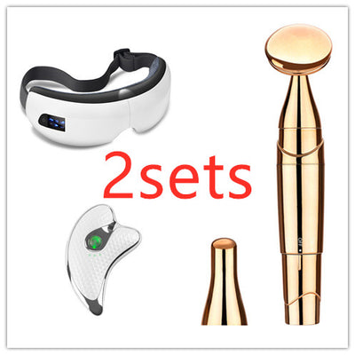 White Bluetooth music eye massager with control panel, air pressure, and hot compress functions in a gift box. - Image 19