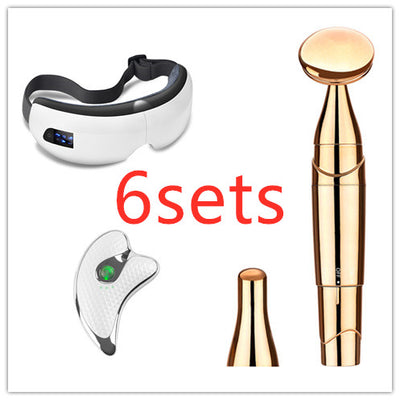 White Bluetooth music eye massager with control panel, air pressure, and hot compress functions in a gift box. - Image 21