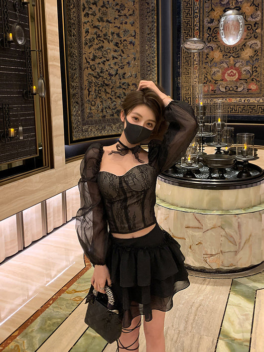 Blusa Mesh de Manga Larga Estilo Western con Temperamento Sexy - Image 10