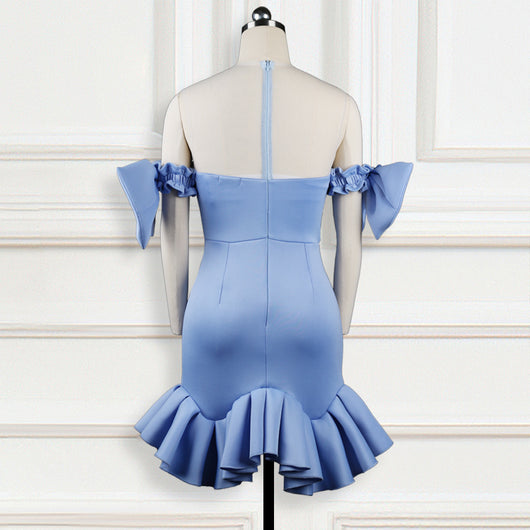 Vestido Elegante con Malla Transparente y Volantes Decorados - Image 8