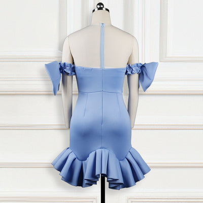 Vestido Elegante con Malla Transparente y Volantes Decorados - Image 4