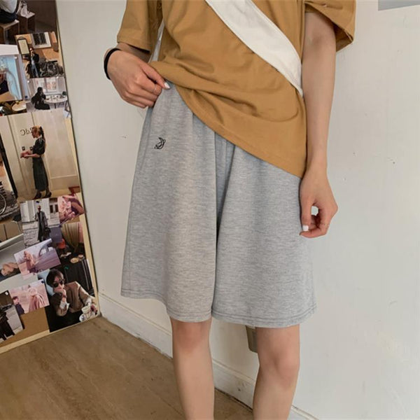 Pantalones Deportivos Casuales de Pierna Ancha con Bordados