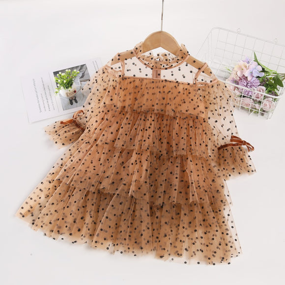 Vestido Princesa Otoño Niña con Lentejuelas y Tul Estrellas