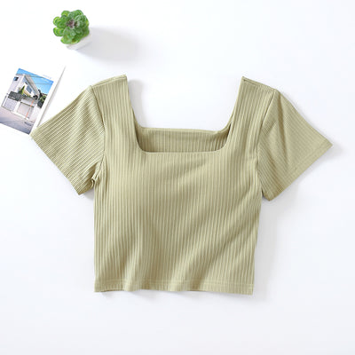 Playera Corta Cintura Alta con Escote Frontal para Mujer - Image 13