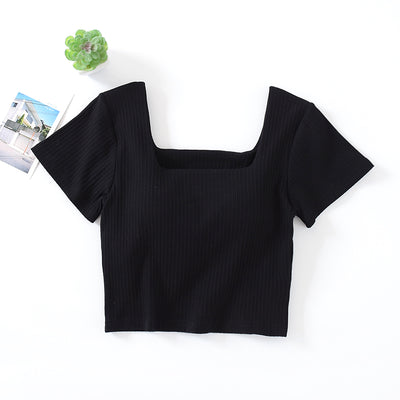 Playera Corta Cintura Alta con Escote Frontal para Mujer - Image 14
