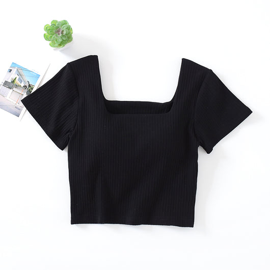 Playera Corta Cintura Alta con Escote Frontal para Mujer - Image 14