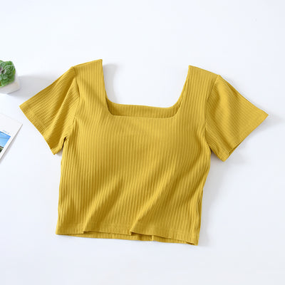 Playera Corta Cintura Alta con Escote Frontal para Mujer - Image 3