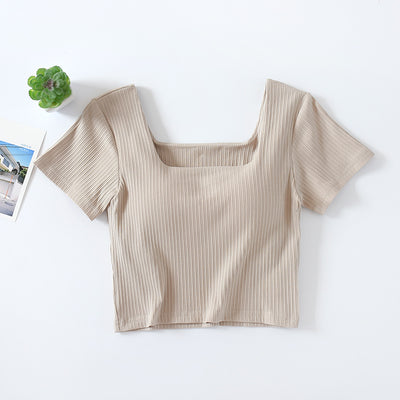 Playera Corta Cintura Alta con Escote Frontal para Mujer - Image 4