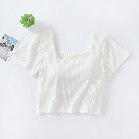 Playera Corta Cintura Alta con Escote Frontal para Mujer - Image 2