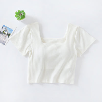 Playera Corta Cintura Alta con Escote Frontal para Mujer - Image 2