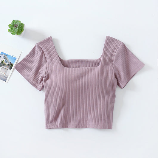 Playera Corta Cintura Alta con Escote Frontal para Mujer - Image 7