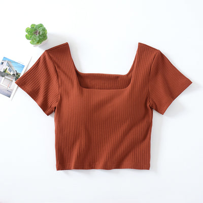 Playera Corta Cintura Alta con Escote Frontal para Mujer - Image 6