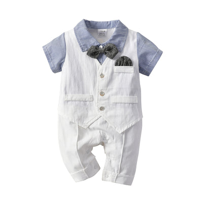 Traje Romper Caballero para Niños con Corbatín Falso Dos Piezas - Image 8